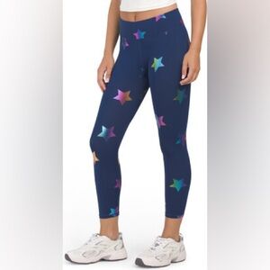 Terez Navy Rainbow Stars Foil Capri Leggings Small